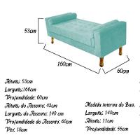 Recamier Baú Félix Queen 160cm Suede Azul Tiffany Doce Sonho