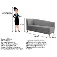 Recamier 140Cm Lado Esquerdo Suede Cinza - 3