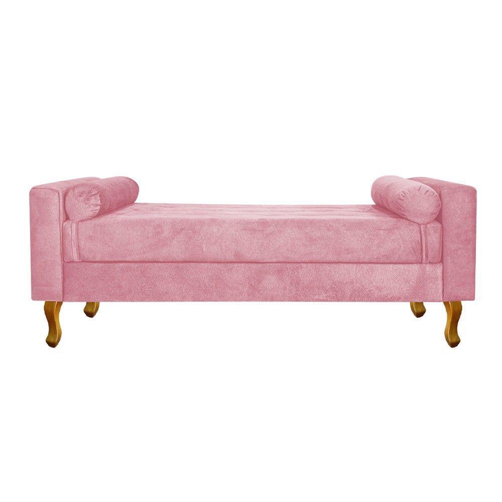 Recamier Baú Félix King 195cm Suede Rosa Bebê Doce Sonho - 4