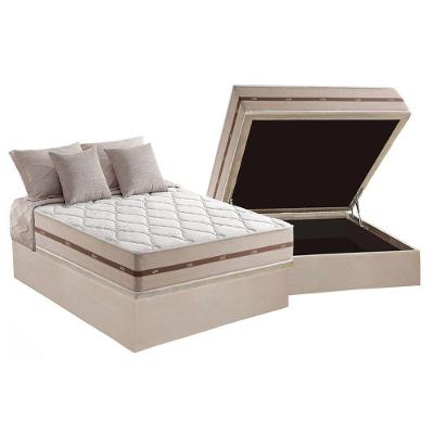 Cama Box Baú Casal: Colchão Molas MasterPocket Ensacadas Anjos   Classis + Base CRC Suede Clean(138x188)