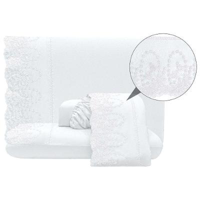 Jogo De Cama Lençol Queen Desirre 4 Peças - Branco - 100% Poliéster