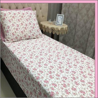 Jogo De Cama Lençol Em Malha Solteiro Florzinha 2 Peças - Rosa - 100% Poliéster