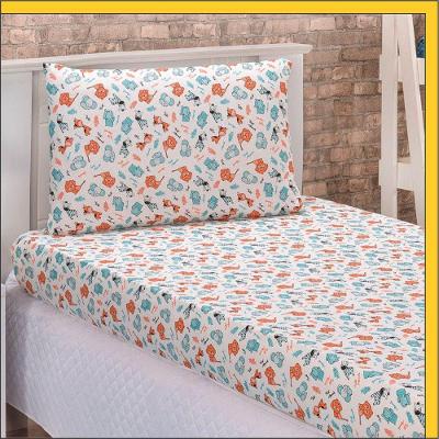 Jogo De Cama Lençol Em Malha Solteiro Safari 2 Peças - Verde - 100% Poliéster