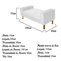 Recamier Baú Félix Queen Size 160cm Suede Branco Doce Sonho - 3