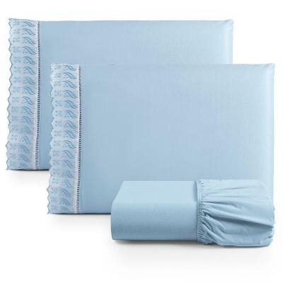 Jogo De Lençol Lese Percal 180 Fios King 3 Peças Barato - Azul - 100% Algodão
