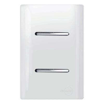 1 Interruptor Simples +1 Interruptor Paralelo Horizontal Cromado com Placa 4x2 Branco 12007 Nova
