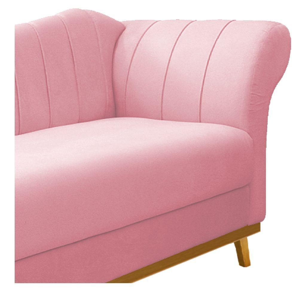 Recamier 160Cm Lado Esquerdo Suede Rosa Bebê - 4