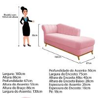 Recamier 160Cm Lado Esquerdo Suede Rosa Bebê