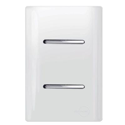 2 Interruptores Paralelo Horizontal Cromado com Placa 4x2 Branco 12006 Novara 2 Interruptores Pa