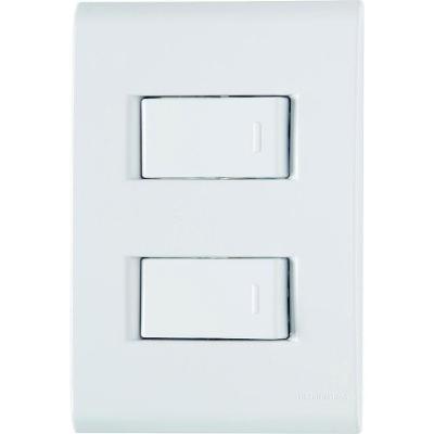 Conjunto Liz Branco 4x2 com 1 Interruptor Simples de 10 Ampères E 250 Volts + 1 Interruptor Paralelo