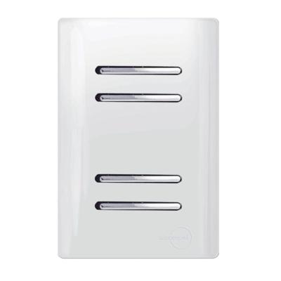 2 Interruptores Simples +2 Interruptores Paralelo Cromado com Placa 4x2 Branco Dc1200174 Novara