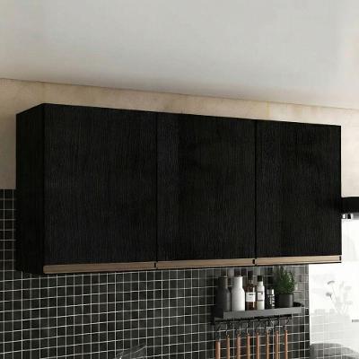 Armário Aéreo 3 Portas 120cm Cozinha Modulada Milão Menu Móveis Preto