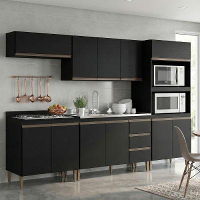 Armário De Cozinha Completa Modulada Milão Menu Móveis Preto