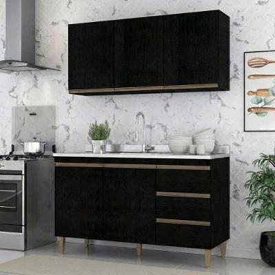 Armário De Cozinha Compacta Modulada 2 Peças Milão Menu Móveis Preto