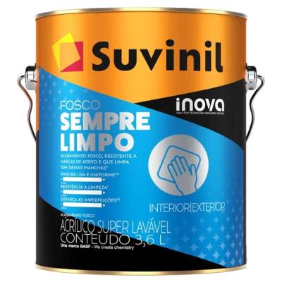 Tinta Acrílica Fosco Sempre Limpo Branco Neve 3,6 Litros 50842053 Suvinil Tinta Acril Fosco Semp