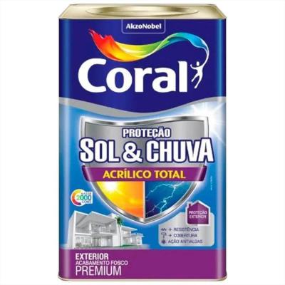 Tinta Acrílica Proteção Sol & Chuva Acrílico Total Branco 18 Litros Coral Tinta Acrílica Proteção