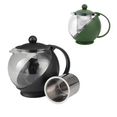 Bule Cha Cafe Infusor Chaleira Vidro 1250ml Cafeteira Inox Jarra Suco Filtro Coador Grande
