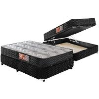 Cama Box Baú Casal: Colchão Espuma Paropas D33 Pasquale + Base CRC Suede Black(138x188) - 1