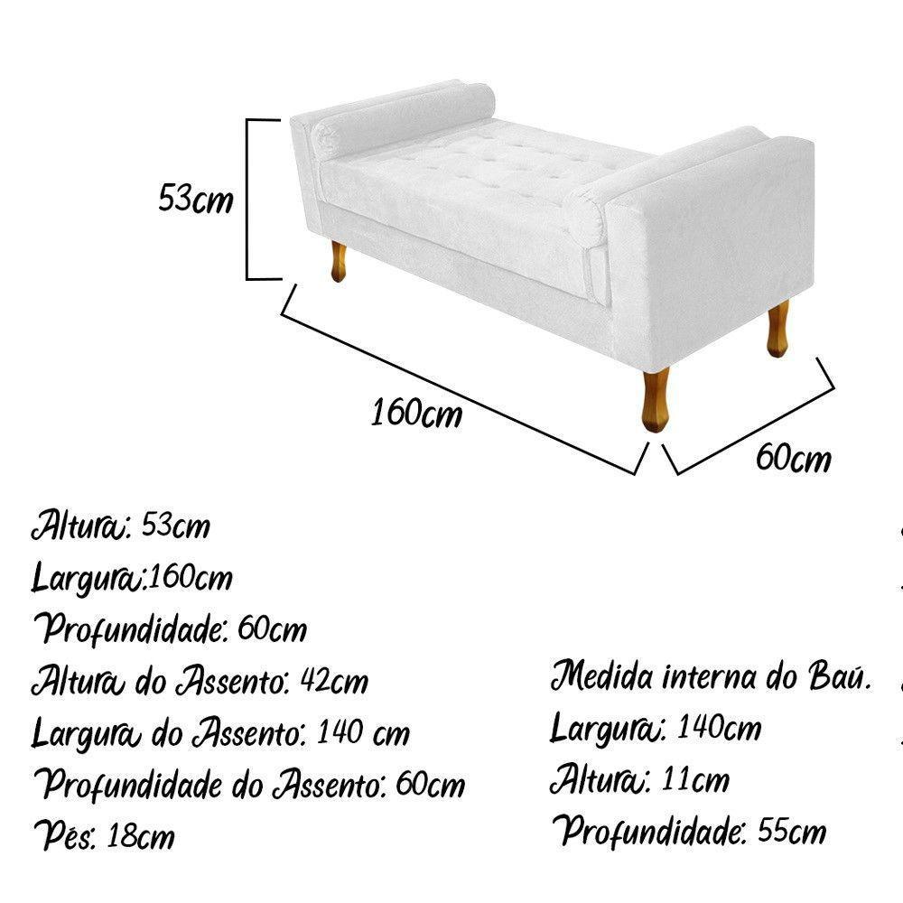 Recamier Baú Félix Queen Size 160cm Suede Branco - 5