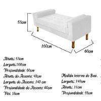 Recamier Baú Félix Queen Size 160cm Suede Branco - 5