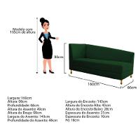 Recamier 160Cm Lado Esquerdo Suede Verde - 3