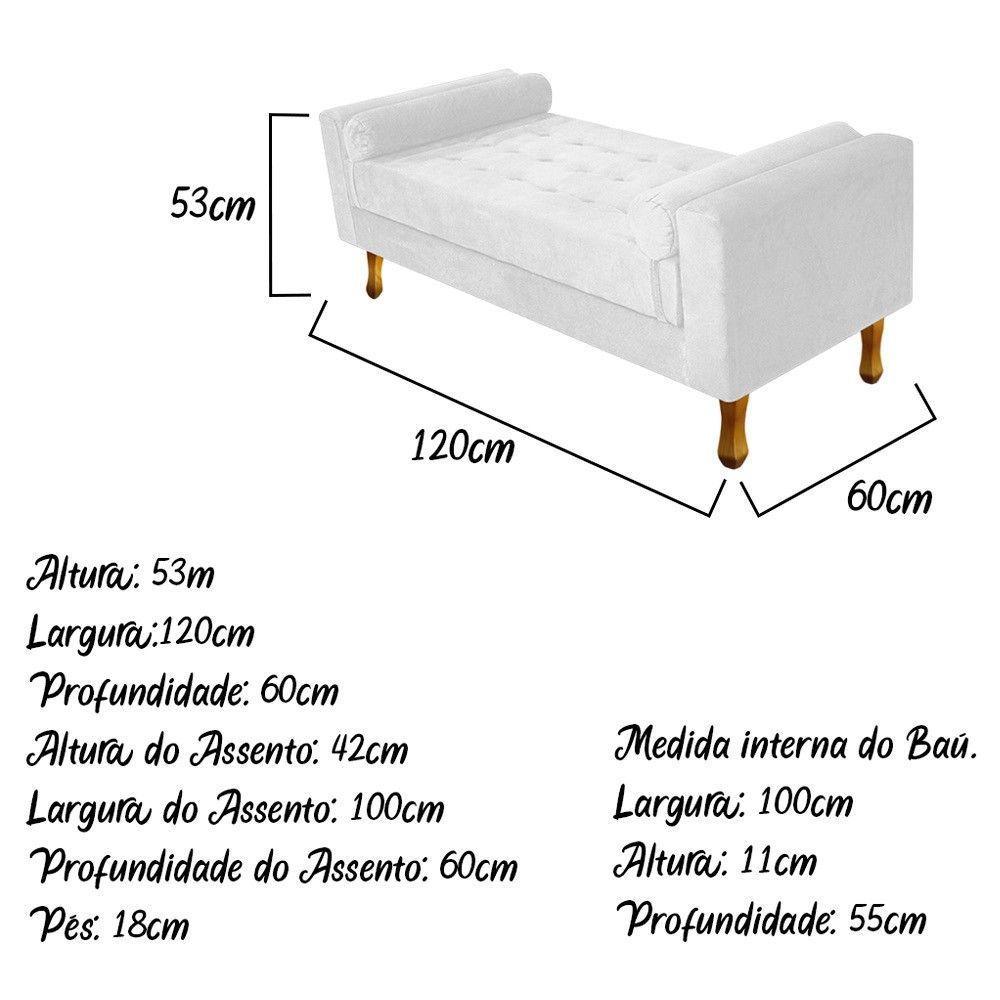 Recamier Baú Félix Solteiro 120cm Suede Branco - 4