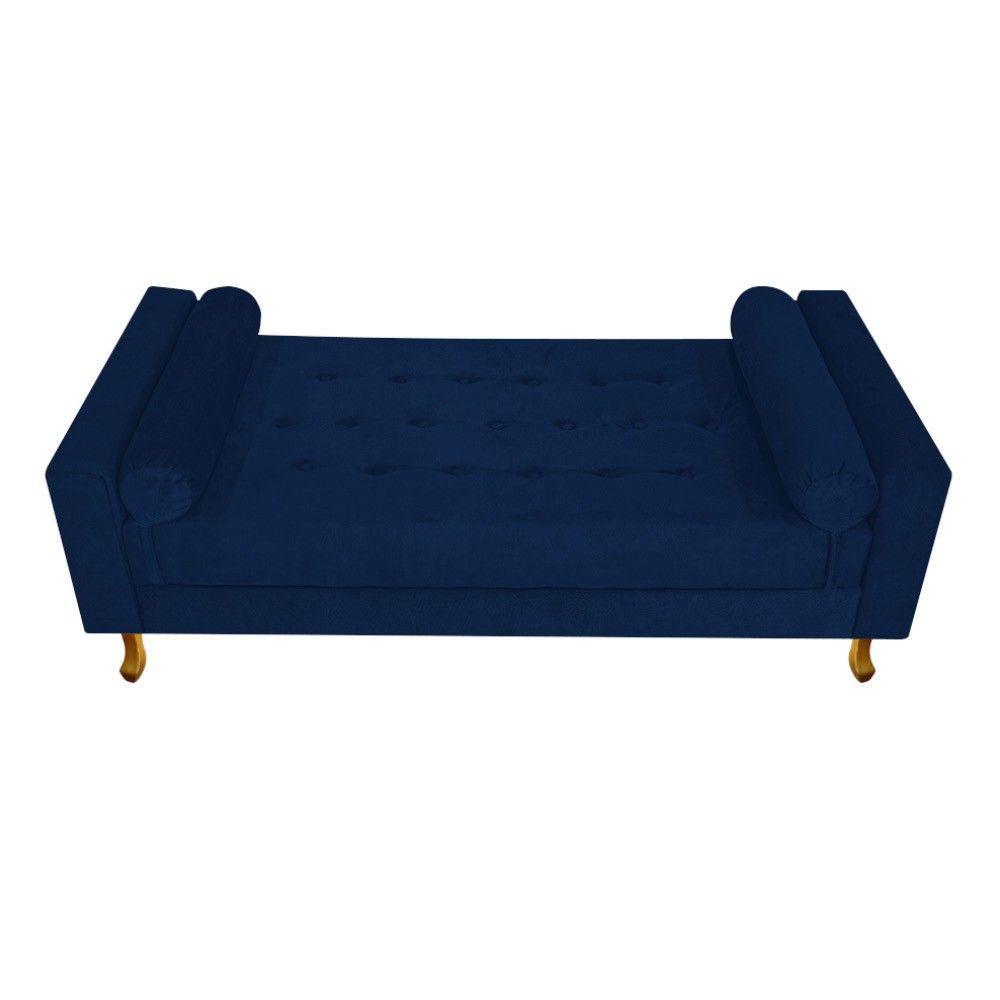 Recamier Baú Félix Solteiro 120cm Suede Azul Marinho - 5