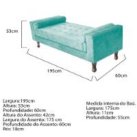 Recamier Baú Félix Solteiro 195cm Suede Azul Tiffany - 2