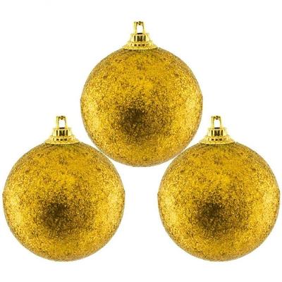 6 Bolas Enfeite Natalino árvore Natal Glitter Dourada 4,8cm