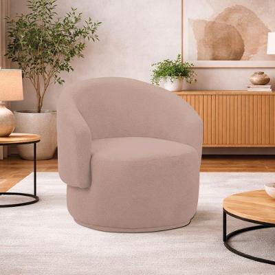 Poltrona Decorativa Sala De Estar Recepção Jasmine Linho Cor Rosê