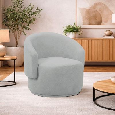 Poltrona Decorativa Sala De Estar Recepção Jasmine Bouclé Cor Cinza