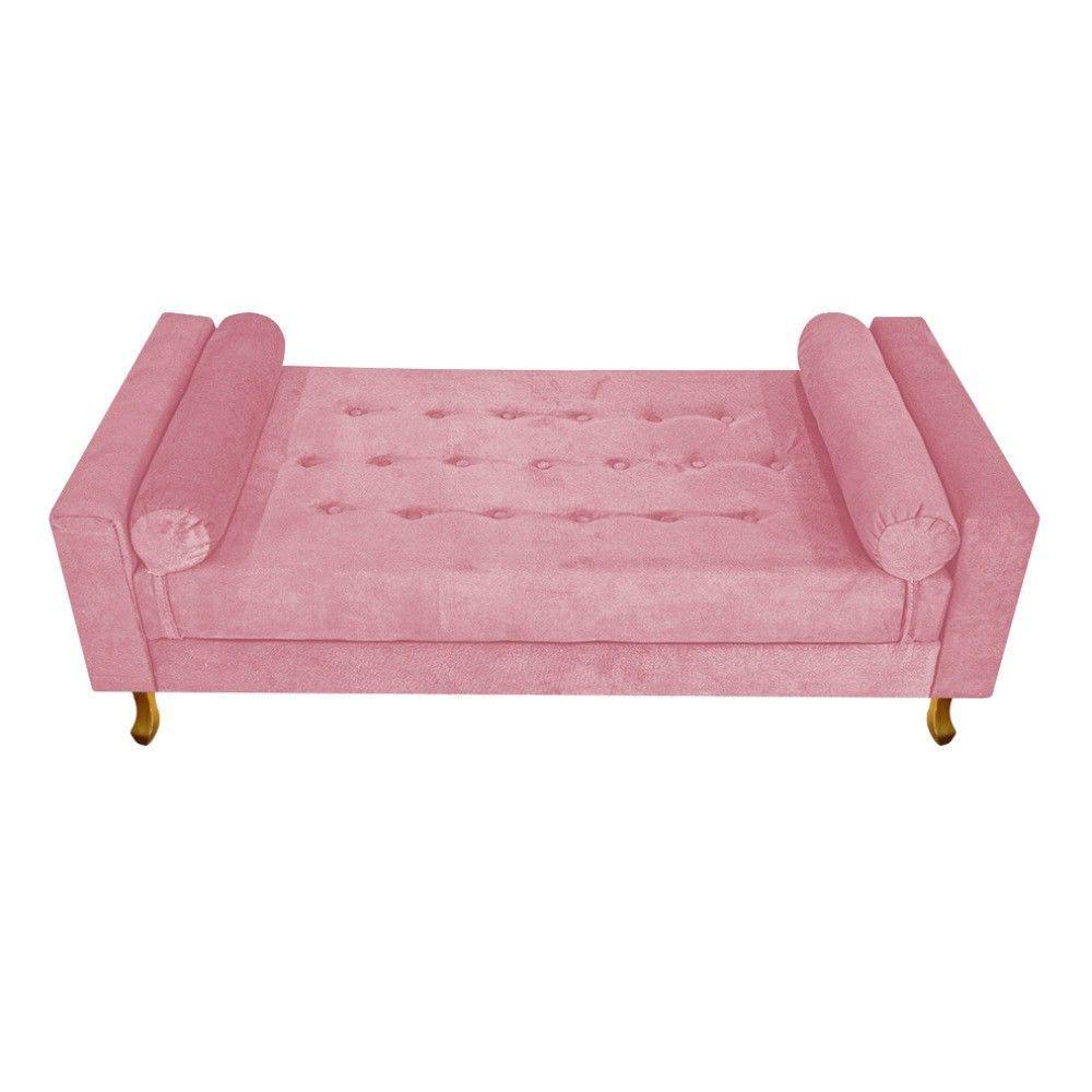 Recamier Baú Félix Solteiro 120cm Suede Rosa Bebê - 4