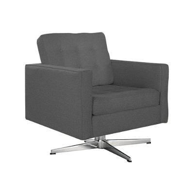 Poltrona Fk Giratória Linho Cinza Base Alumínio