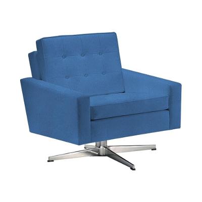 Poltrona Fk Giratória Suede Azul Base Alumínio