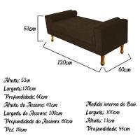 Recamier Baú Félix Solteiro 120cm Suede Marrom