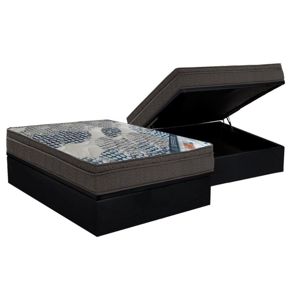 Cama Box Baú Casal: Colchão Molas SuperPocket Ensacadas Ortobom  Fort Tech ISO + Base CRC Courano Black(138x188) - 1