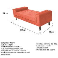 Recamier Baú Félix Solteiro 195cm Suede Terracota - 2