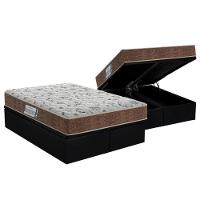 Cama Box Baú Queen: Colchão Espuma D45 Probel ProDormir Advanced Double Face + Base CRC Suede Black(158x198) - 1