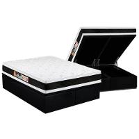 Cama Box Baú Queen: Colchão Espuma D45 Castor Black e White Air Double Face + Base CRC Suede Black(158x198) - 1