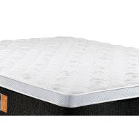 Cama Box Baú Queen: Colchão Espuma Castor D45 Black e White Air Euro Pillow + Base CRC Suede Black(158x198)