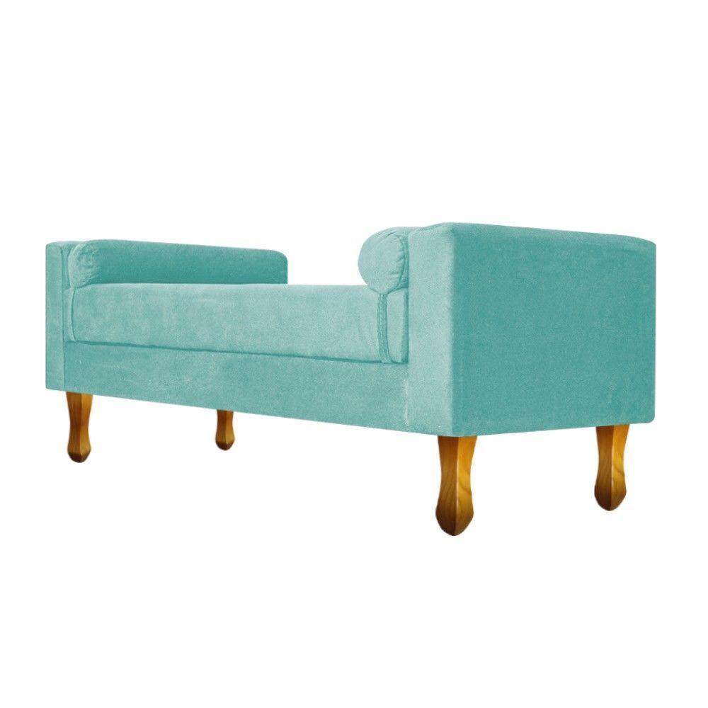 Recamier Baú Félix Solteiro 90cm Suede Azul Tiffany - 3
