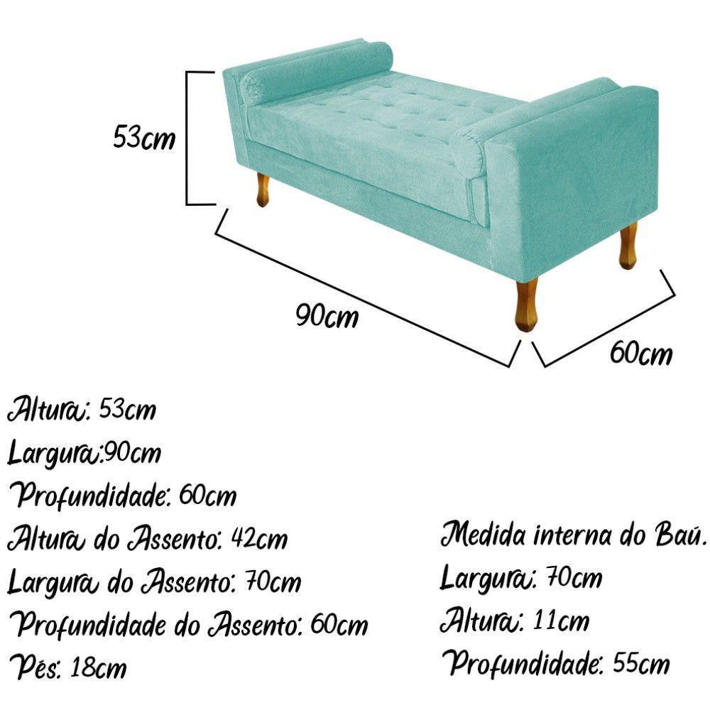 Recamier Baú Félix Solteiro 90cm Suede Azul Tiffany - 5
