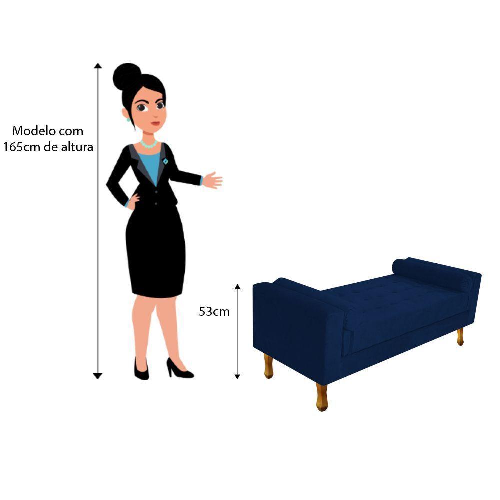 Recamier Baú Félix Solteiro 90cm Suede Azul Marinho - 4