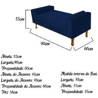 Recamier Baú Félix Solteiro 90cm Suede Azul Marinho - 5