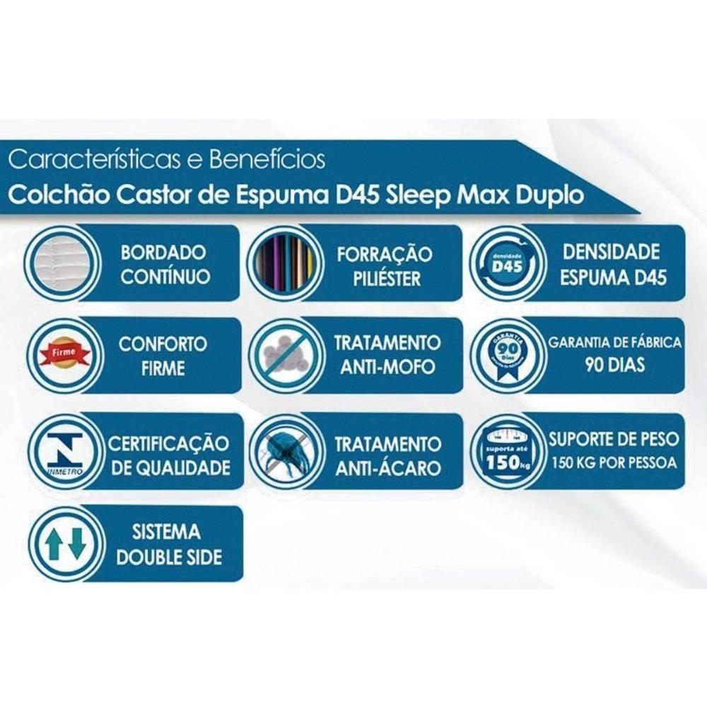 Cama Box Baú Queen: Colchão Espuma D33 Castor Sleep Max Duplo + Base CRC Suede Brown(158x198) - 2