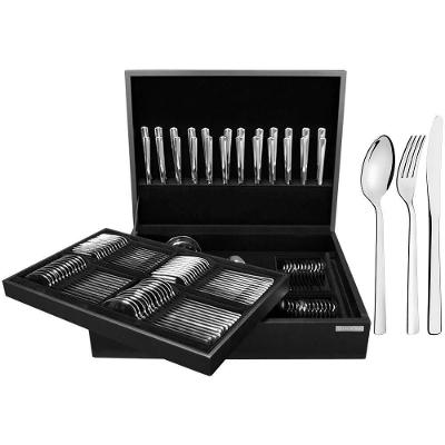 Faqueiro Tramontina Oslo Em Aço Inox Com Facas De Mesa E Estojo De Madeira 101 Peças 66985214