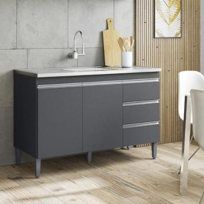 Balcao De Cozinha Florida 2pt 1m Cinza Fosco