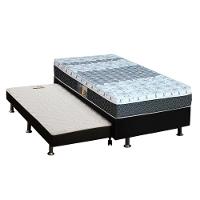 Cama Box c/Auxiliar Solteiro: Colchão Castor Bonnel Class + Base CRC Courano Black(88x188) - 1