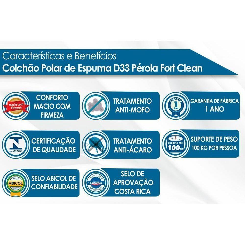 Cama Box Solteiro: Colchão Espuma Polar D33 Pérola + Base CRC Rústico Clean(88x188) - 2