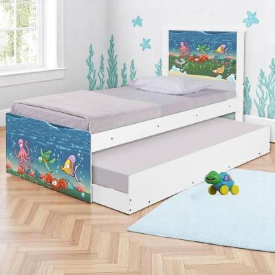 Bicama Juvenil Com Cabeceira Adesivada Fundo Do Mar